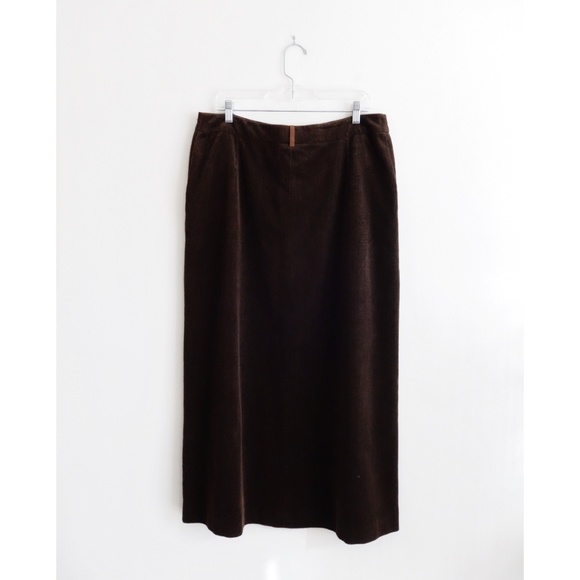 Gianfranco Ferre Brown Corduroy Maxi Skirt 12 NWT - Picture 2 of 3